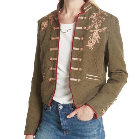 Free People Lauren Band Jacket Moss Sl 